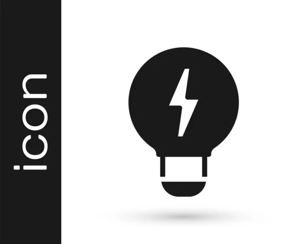 Black Creative Lamp Licht Idee Pictogram Geïsoleerd Witte Achtergrond Concept — Stockvector