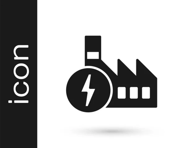 Czarna Ikona Elektrowni Jądrowej Odizolowana Białym Tle Koncepcja Energetyczna Wektor — Wektor stockowy