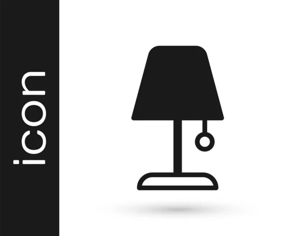 Black Table Lamp Icon Isolated White Background Night Light Vector — Stock Vector
