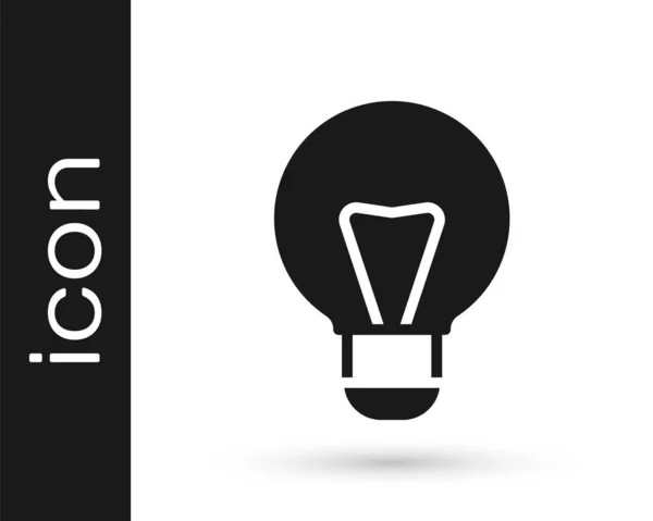 Black Creative Lamp Licht Idee Pictogram Geïsoleerd Witte Achtergrond Concept — Stockvector