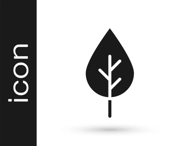 Ícone Símbolo Black Leaf Eco Isolado Fundo Branco Banner Etiqueta — Vetor de Stock