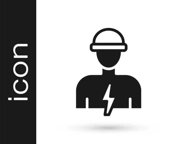 Black Electrician Technician Engineer Icon Isolated White Background Vector — Stock Vector