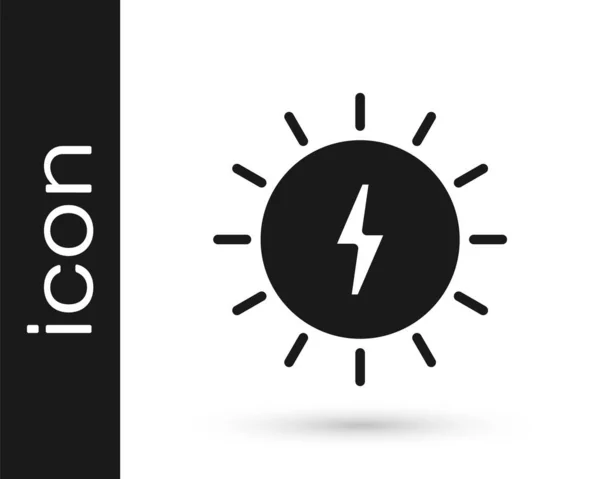 Icono Del Panel Energía Solar Negro Aislado Sobre Fondo Blanco — Vector de stock
