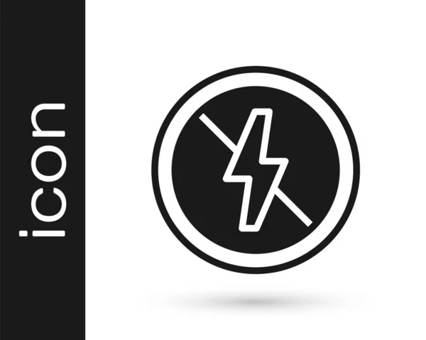 Negro Lightning Icono Aislado Sobre Fondo Blanco Hay Electricidad Vector — Vector de stock
