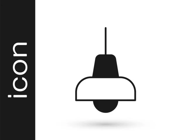 Černá Lampa Visící Ikona Izolované Bílém Pozadí Stropní Žárovka Vektor — Stockový vektor