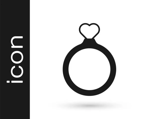 Icono Anillos Boda Negro Aislado Sobre Fondo Blanco Señal Joyería — Vector de stock