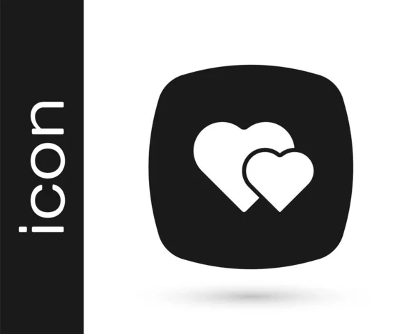 Icona Black Heart Isolata Sfondo Bianco Simbolo Romantico Legato Unire — Vettoriale Stock
