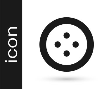 Giysi simgesi için siyah dikiş düğmesi beyaz arkaplanda izole edildi. Giysi düğmesi. Vektör.