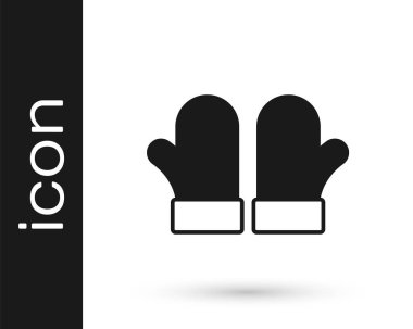 Siyah örgü Noel eldiveni ikonu beyaz arka planda izole edilmiş. Mitten simgesi. Mutlu Noeller ve mutlu yıllar. Vektör.