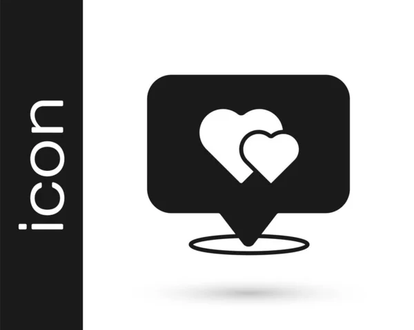 Δείκτης Μαύρου Χάρτη Εικονίδιο Καρδιάς Που Απομονώνεται Λευκό Φόντο Ημέρα — Διανυσματικό Αρχείο