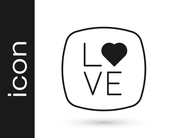 Svart Kärlek Text Ikon Isolerad Vit Bakgrund Alla Hjärtans Dag — Stock vektor