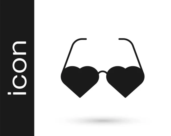 Svart Hjärta Formad Kärlek Glasögon Ikon Isolerad Vit Bakgrund Passar — Stock vektor