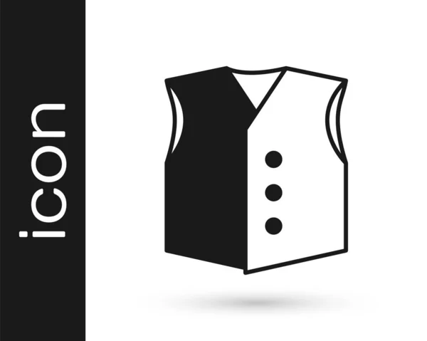 Ícone Colete Preto Isolado Fundo Branco Colete Clássico Vestuário Formal — Vetor de Stock