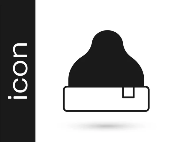 Siyah Fasulye Şapka Simgesi Beyaz Arkaplanda Izole Edildi Vektör — Stok Vektör