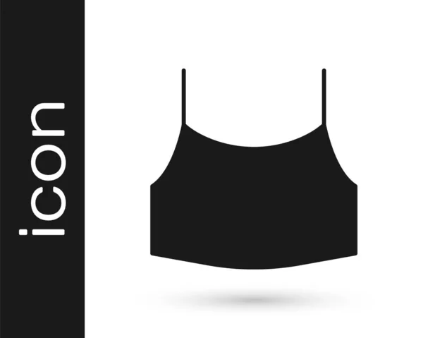 Black Female Crop Top Icon Isolated White Background Undershirt Vector — Stock Vector