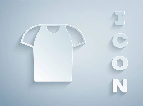 Ikona Shirt Cięcia Papieru Izolowane Szarym Tle Koszula Papier Stylu — Wektor stockowy
