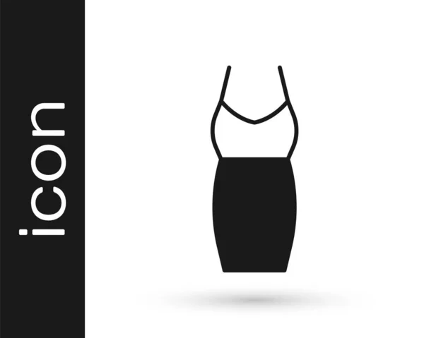 Siyah Kadın Elbise Ikonu Beyaz Arkaplanda Izole Edilmiş Kıyafet Tabelası — Stok Vektör