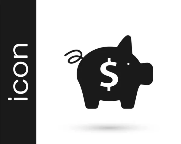 Icono Black Piggy Bank Aislado Sobre Fondo Blanco Icono Ahorro — Archivo Imágenes Vectoriales