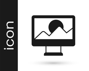 Siyah Fotoğraf rötuşlama simgesi beyaz arkaplanda izole edildi. Fotoğrafçı, fotoğrafçılık, rötuş ikonu. Vektör.