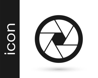 Siyah Kamera deklanşör simgesi beyaz arkaplanda izole edildi. Vektör.