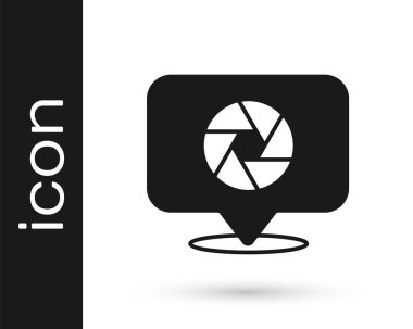 Siyah Kamera deklanşör simgesi beyaz arkaplanda izole edildi. Vektör.