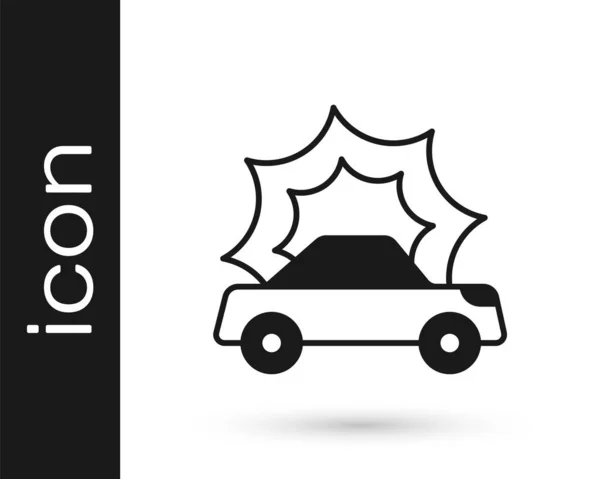 Значок Аварії Чорного Автомобіля Ізольовано Білому Тлі Концепція Страхування Безпека — стоковий вектор