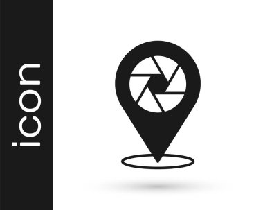 Siyah Kamera deklanşör simgesi beyaz arkaplanda izole edildi. Vektör.