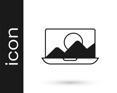 Siyah Fotoğraf rötuşlama simgesi beyaz arkaplanda izole edildi. Fotoğrafçı, fotoğrafçılık, rötuş ikonu. Vektör.