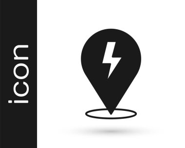 Siyah Şimşek simgesi beyaz arkaplanda izole edildi. Flaş işareti. Flaş ikonunu yükle. Gök gürültüsü. Yıldırım çarpması. Vektör.