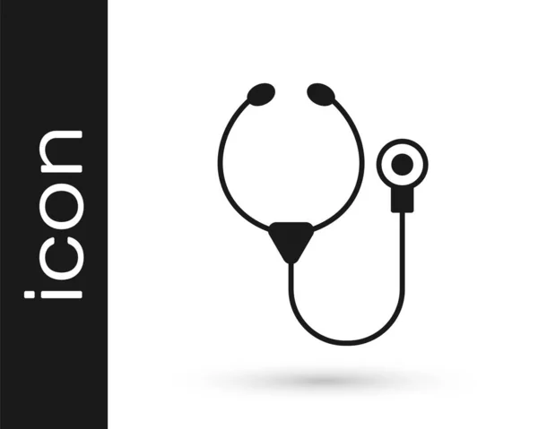 Ікона Медичних Інструментів Black Stethoscope Ізольована Білому Тлі Вектор — стоковий вектор