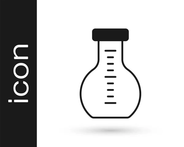 Schwarzes Reagenzglas Und Kolben Chemielabor Testsymbol Isoliert Auf Weißem Hintergrund — Stockvektor