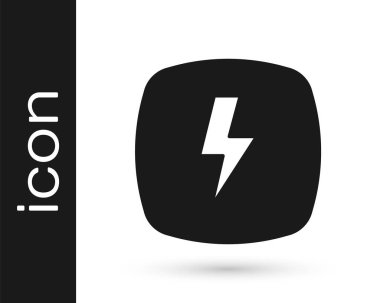 Siyah Şimşek simgesi beyaz arkaplanda izole edildi. Flaş işareti. Flaş ikonunu yükle. Gök gürültüsü. Yıldırım çarpması. Vektör.