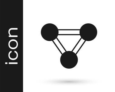 Beyaz arkaplanda siyah molekül simgesi izole edildi. Kimya moleküllerinin yapısı, fen öğretmenlerinin yenilikçi eğitim posteri. Vektör.