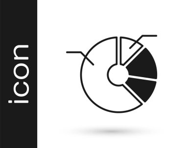 Beyaz arkaplanda siyah pasta grafiği ikonu izole edildi. Diyagram çizelgesi. Vektör.