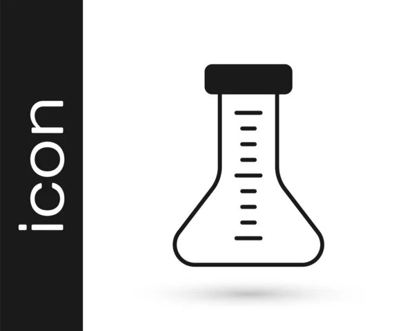 Schwarzes Reagenzglas Und Kolben Chemielabor Testsymbol Isoliert Auf Weißem Hintergrund — Stockvektor