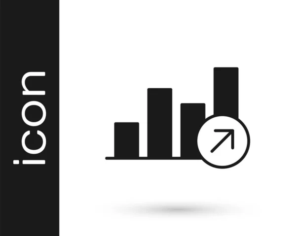 Noir Augmentation Croissance Financière Icône Isolée Sur Fond Blanc Augmentation — Image vectorielle