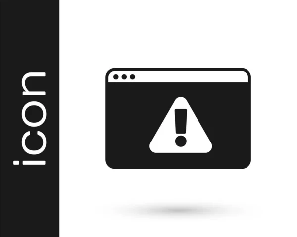 Schwarzer Browser Mit Ausrufezeichen Symbol Auf Weißem Hintergrund Alarmmeldung Smartphone — Stockvektor
