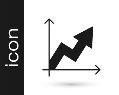 Siyah Finansal büyüme ikonu beyaz arka planda izole edildi. Gelirleri arttırıyorum. Vektör.