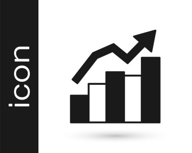 Siyah Finansal büyüme ikonu beyaz arka planda izole edildi. Gelirleri arttırıyorum. Vektör.