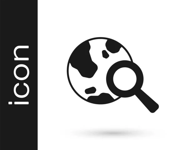 Чорне Магічне Скло Іконою Глобуса Ізольовано Білому Тлі Аналіз Світу — стоковий вектор