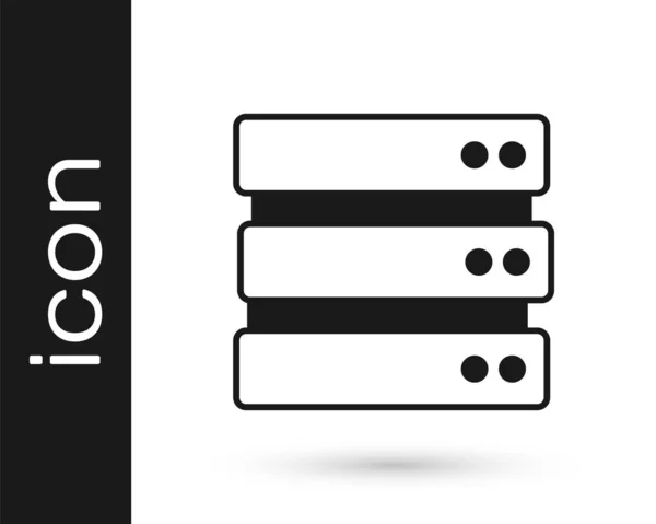 ブラックサーバー データ Webホスティングアイコンは白い背景に隔離されています ベクトル — ストックベクタ