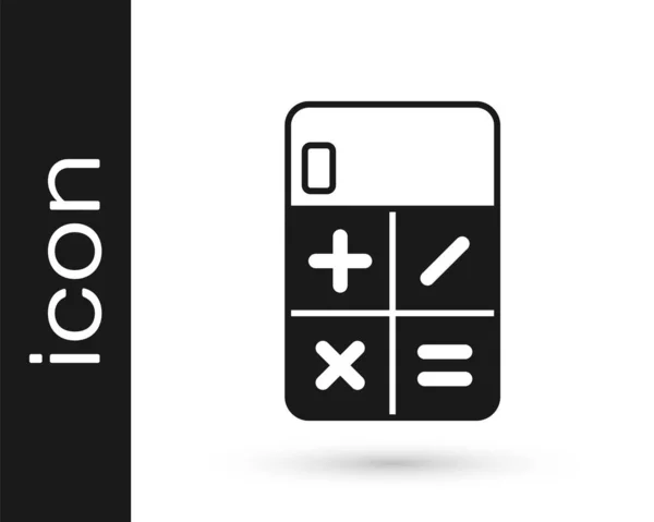 Icono Calculadora Negra Aislado Sobre Fondo Blanco Símbolo Contable Cálculos — Vector de stock