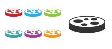 Beyaz arka planda izole edilmiş bakteri ikonlu Black Petri kabı. Simgeleri renklendirin. Vektör.