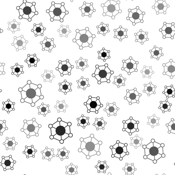 黒分子のアイコンは 白い背景にシームレスなパターンを分離しました 化学の分子構造 科学教師革新的な教育ポスター ベクトル — ストックベクタ