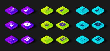 Stetoskop Test Tüpü Atom Yıldırımı yıldırımını şişeyi ve ikonu patlatmaya ayarlayın. Vektör.