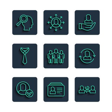 Arama işi ve simge için çizgi çizgisi İşçi Takas Projesi 'nin temelini belirle. Vektör.