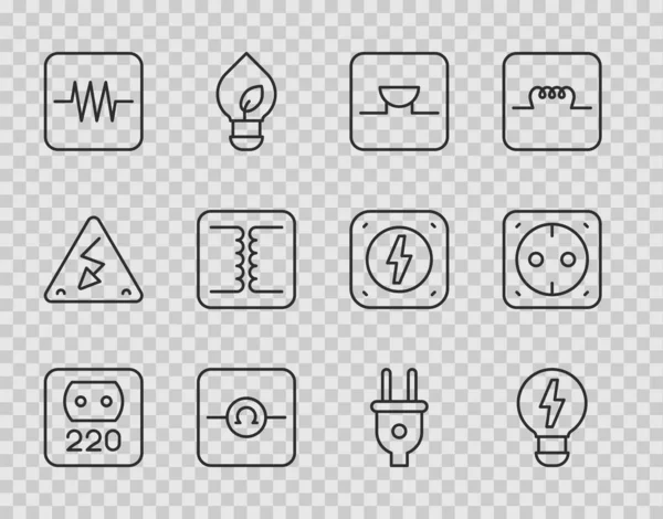 Set Line Elektromos Kimenet Kreatív Lámpa Fény Ötlet Buzzer Elektronikus — Stock Vector