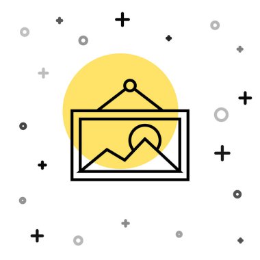 Beyaz arkaplanda siyah çizgi resim simgesi izole edildi. Rastgele dinamik şekiller. Vektör.