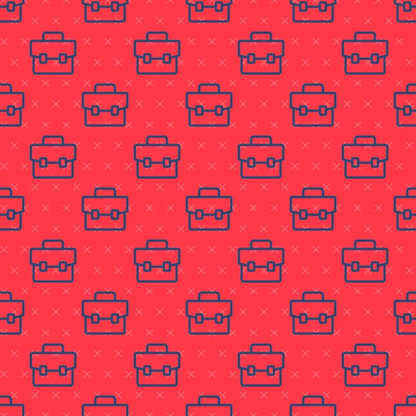 Mavi çizgi evrak çantası simgesi kırmızı arkaplanda izole edilmiş. İş ilanı. İş portföyü. Vektör.