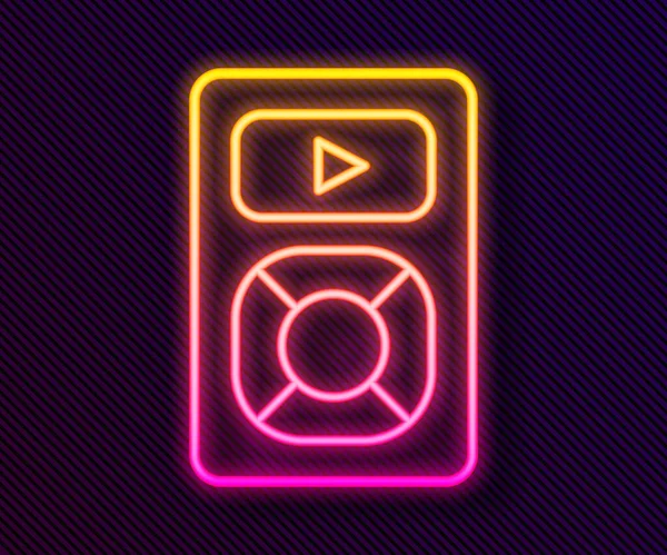 Leuchtendes Neon Line Musik Player Symbol Isoliert Auf Schwarzem Hintergrund — Stockvektor